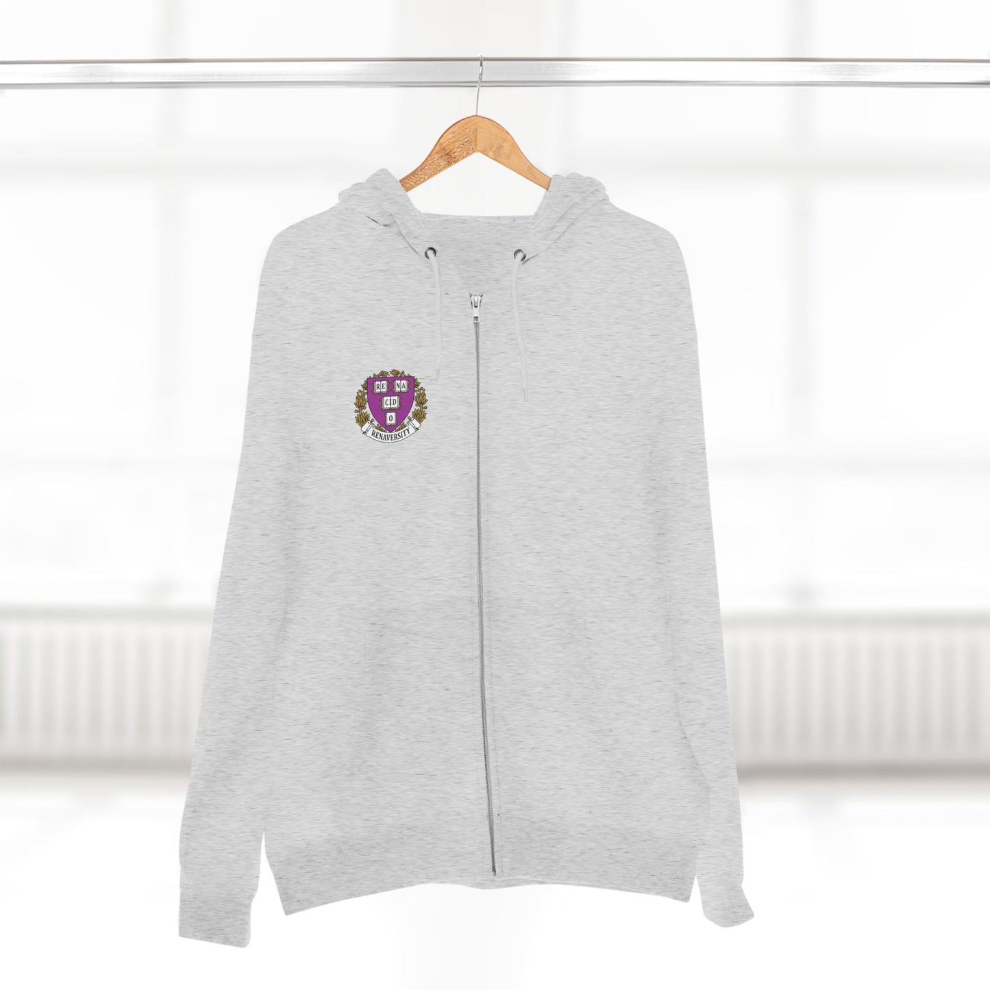 Unisex Zip Hoodie with Renaversity Crest - Cozy & Stylish for Students