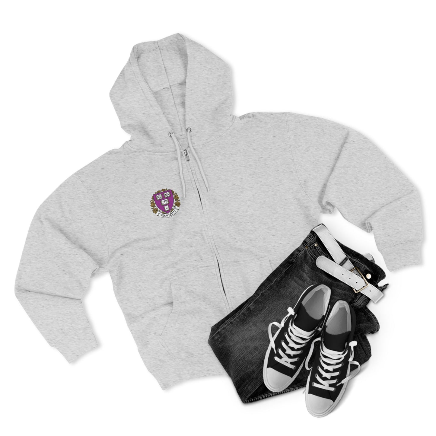Unisex Zip Hoodie with Renaversity Crest - Cozy & Stylish for Students